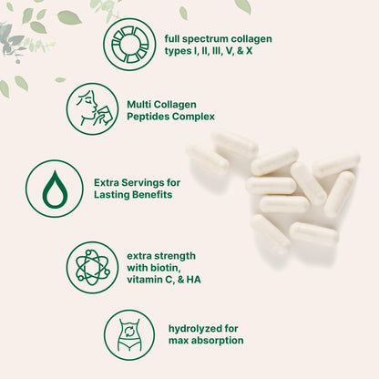 Micro Ingredients Multi Collagen Pills for Women & Men, 240 Capsules | Type I, II, III, V, X | Hydrolyzed Peptides with Biotin, Hyaluronic Acid, & Fat Soluble Vitamin C Complex | Non-GMO, Filler Free