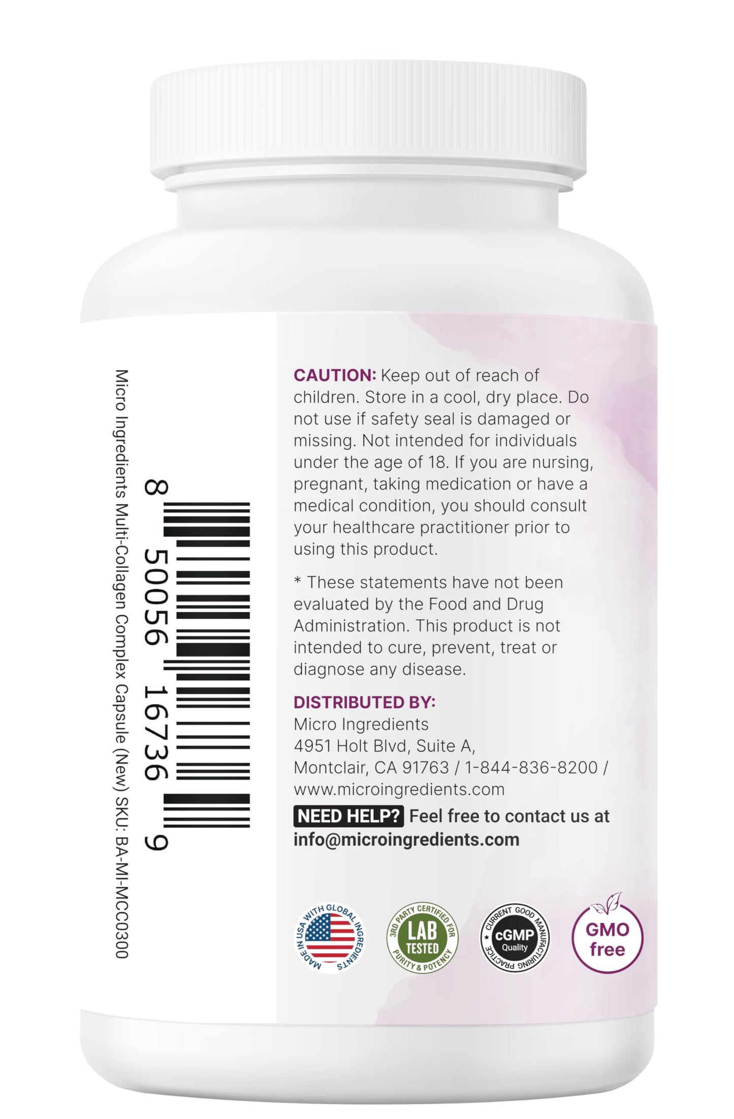 Micro Ingredients Multi Collagen Pills for Women & Men, 240 Capsules | Type I, II, III, V, X | Hydrolyzed Peptides with Biotin, Hyaluronic Acid, & Fat Soluble Vitamin C Complex | Non-GMO, Filler Free