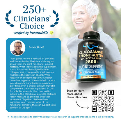 Glucosamine Chondroitin MSM Collagen | HSA | Joint Support Supplement 2800 mg | Made in USA | FSA Approved Product Items | Flexibility Nutritional Vitamins | For Men & Women, 120 Capsules